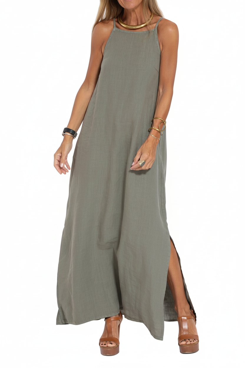 Vestido Largo de Lino French Style